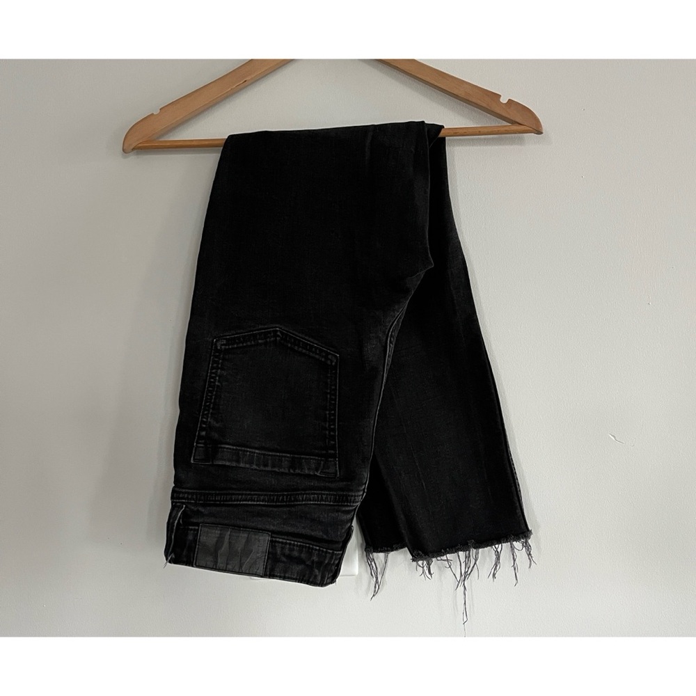 Frank & Oak Debbie Skinny Black Wash Frayed Hem Jeans Size 29